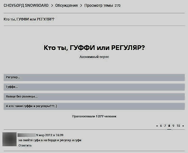 Скриншот из обсуждения видов стоек сноубордистов